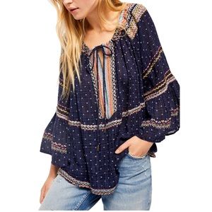 Free People NWT Talia Embroidered Boho Top